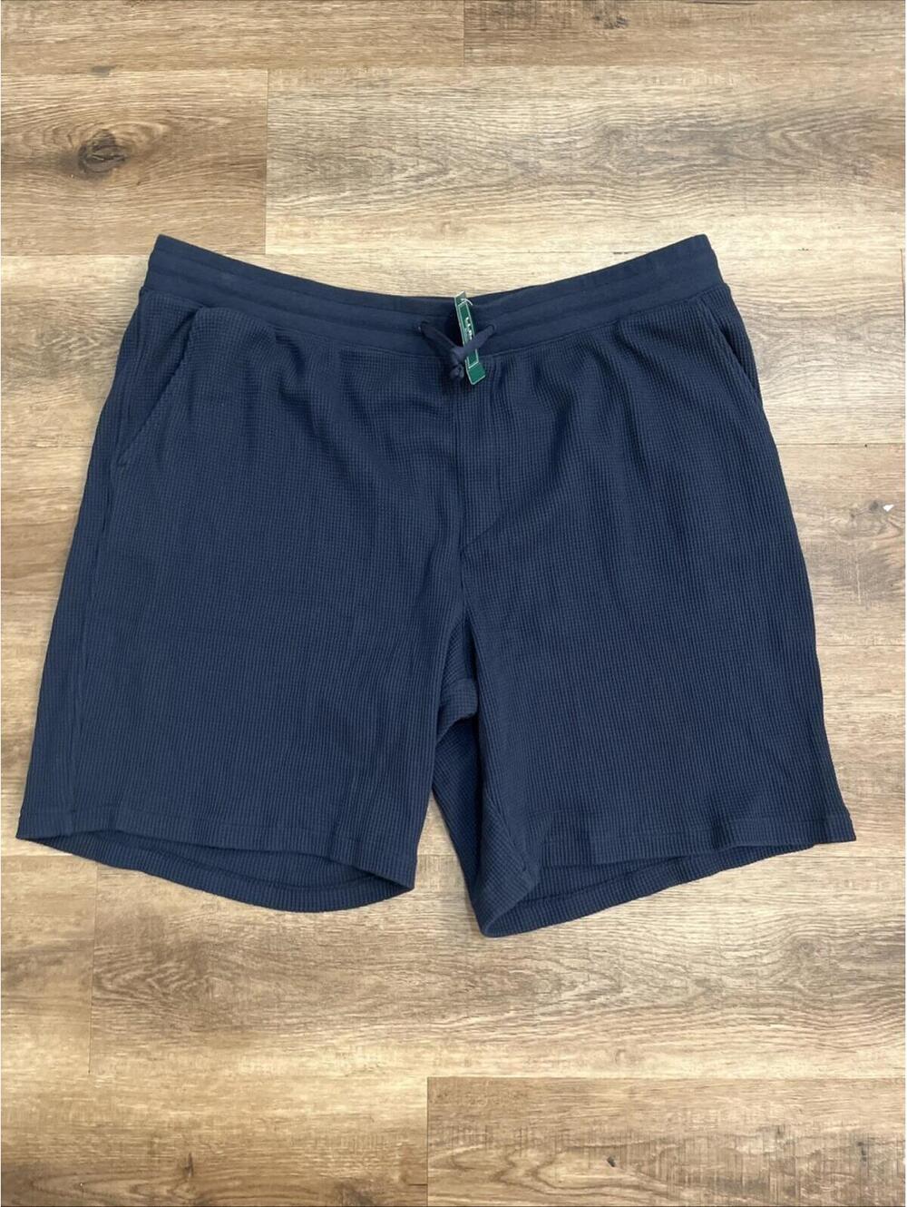 LL Bean Shorts Mens 3XL Blue Drawstring Waffle Knit Thermal Lounge Outdoor NWT